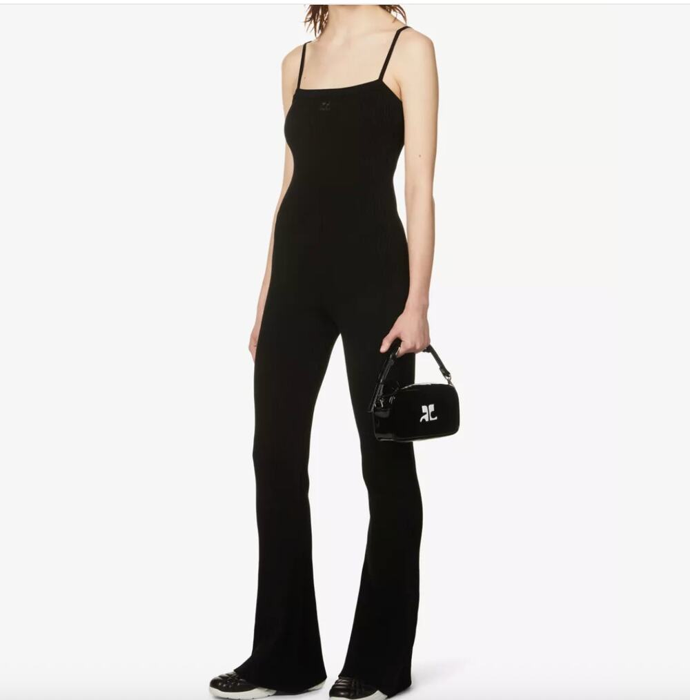 Courrèges Classic Ribbed Stretch-Knit Jumpsuit Size 1/Small
